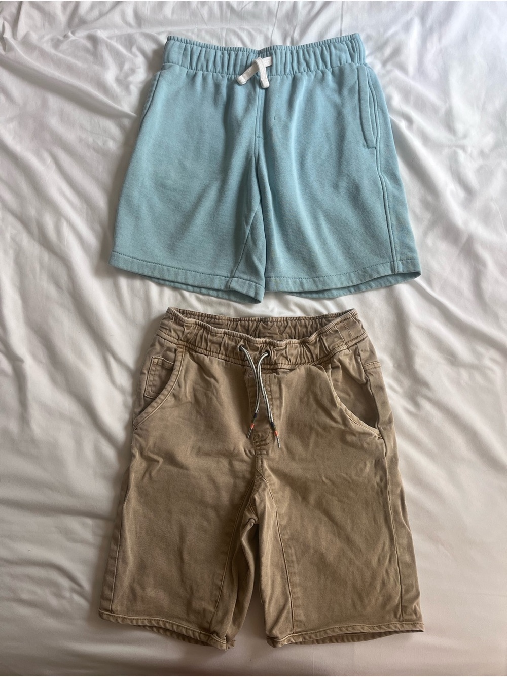 Light Blue Cotton Drawstring Shorts + Khaki Drawstring Shorts Du